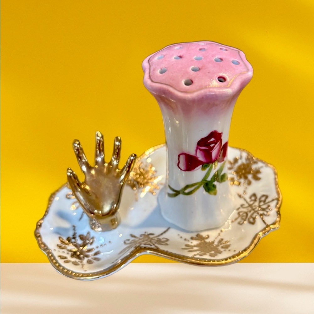 Pink and Gold Ceramic Ring Holder